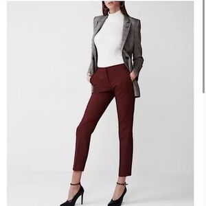 Express Maroon Columnist Ankle Mid Rise Dress Pant